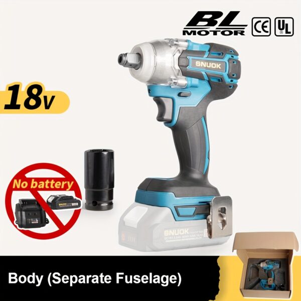 SNUOK 18V 280N.m Torque, Chave de Catraca Elétrica Sem Escova de 1/2", Broca Sem Fio de Função Dupla, Motor de Cobre Puro, Ideal para Reparo Automotivo, Motociclismo e Melhoria Doméstica, Compatível com Bateria de Lítio Original Makita 18V, Sem Necessidade de Bateria, Ferramenta de Reparo de Motocicleta | Aparência Ergonômica | Construção Durável, Chave de Catraca - Imagem 3