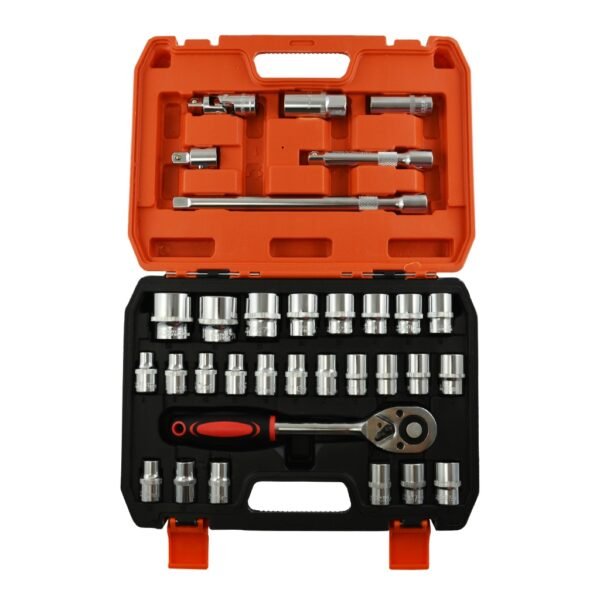 Maleta Jogo Conjunto Chave catraca 32 peças 1/2'' com soquete reversível resistente aço inox - Imagem 2