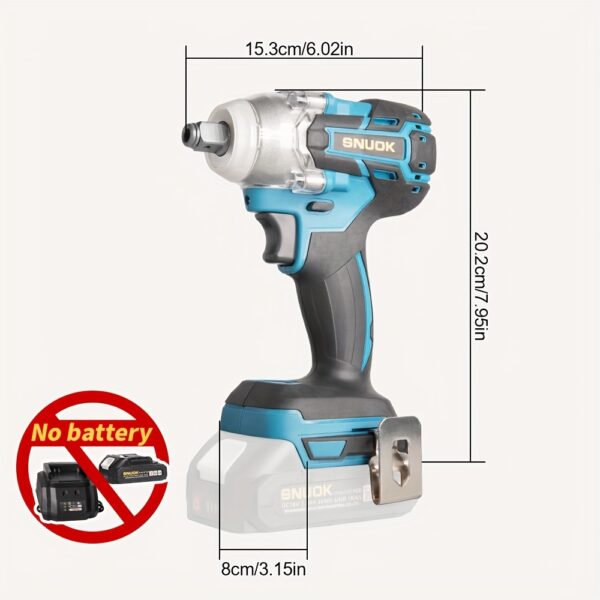 SNUOK 18V 280N.m Torque, Chave de Catraca Elétrica Sem Escova de 1/2", Broca Sem Fio de Função Dupla, Motor de Cobre Puro, Ideal para Reparo Automotivo, Motociclismo e Melhoria Doméstica, Compatível com Bateria de Lítio Original Makita 18V, Sem Necessidade de Bateria, Ferramenta de Reparo de Motocicleta | Aparência Ergonômica | Construção Durável, Chave de Catraca - Imagem 2