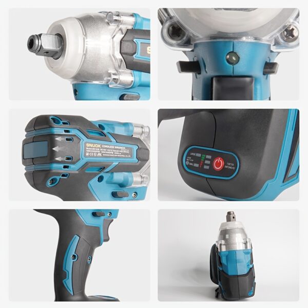 SNUOK 18V 280N.m Torque, Chave de Catraca Elétrica Sem Escova de 1/2", Broca Sem Fio de Função Dupla, Motor de Cobre Puro, Ideal para Reparo Automotivo, Motociclismo e Melhoria Doméstica, Compatível com Bateria de Lítio Original Makita 18V, Sem Necessidade de Bateria, Ferramenta de Reparo de Motocicleta | Aparência Ergonômica | Construção Durável, Chave de Catraca - Imagem 9