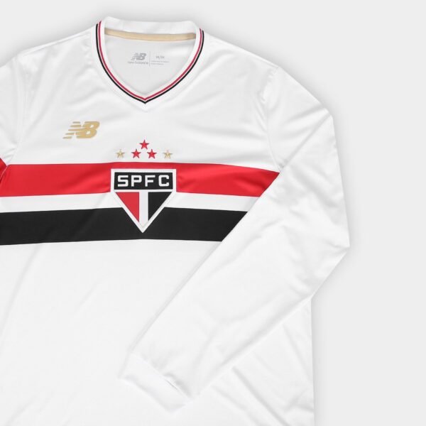 Camisa Manga Longa São Paulo I 25/26 s/n New Balance - Branco+Vermelho - Imagem 9
