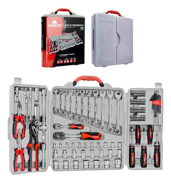 Kit Maleta De Ferramentas Jogo 110 Peças Completo Worker - Imagem 4