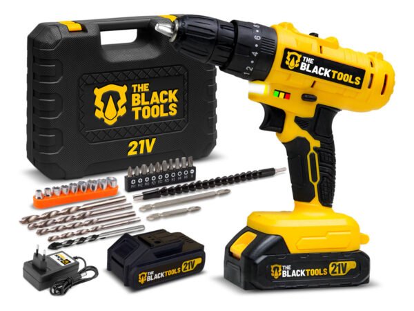 Parafusadeira E Furadeira De Impacto 3/8 The Black Tools Tb21-pz Com 2 Baterias E Acessorios