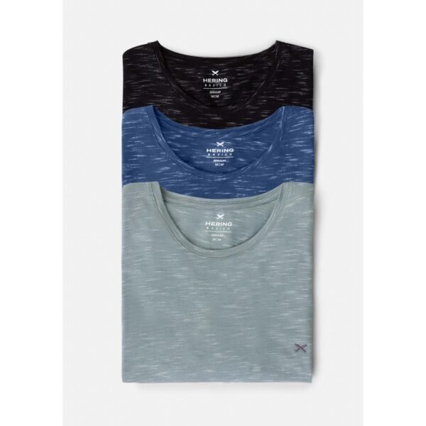 Kit 3 Camisetas Básicas Masculinas Em Malha Jet Com Bordado - Imagem 2