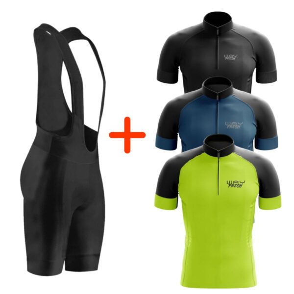 Conjunto Ciclismo Masculino Camisa Way Fresh e Bretelle Forro Gel Para Bicicleta - Imagem 2