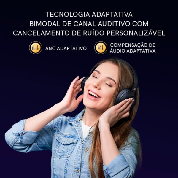 Headphone QCY H3 ANC Fone Sem Fio Bluetooth 5.3 Hi-Res, 60h Reprodução, Multiponto - Imagem 5